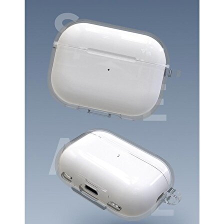 Smcase Apple Airpods Pro Uyumlu 2 Kılıf Sert Silikon Kancalı Şeffaf SF15