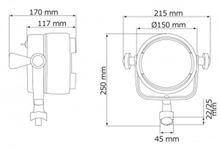 Marintek Projektör. Beyaz ABS gövdeli, alüminyum ve paslanmaz çelik ayaklı 12V