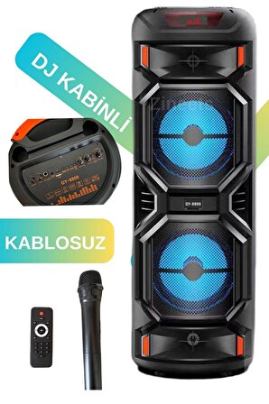 Işıklı Büyük Boy Party Box Bluetooth Hoparlör Taşınabilir Şarjlı Ses Sistemi RADYOLU Karaoke Mic