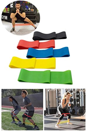 Nakres Plates Fitness Direnç Lastiği 5'li Set 5 Kademeli Squat Bant Kas Germe Kalça Egzersiz Direnç Lastiği