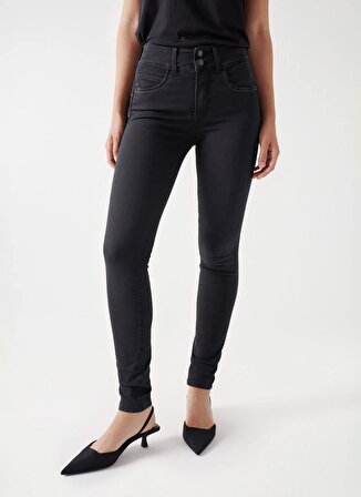 Siyah Kadın Orta Bel Skinny Fit Denim Pantolon SECRET PUSH IN SKINNY JEANS 21007051