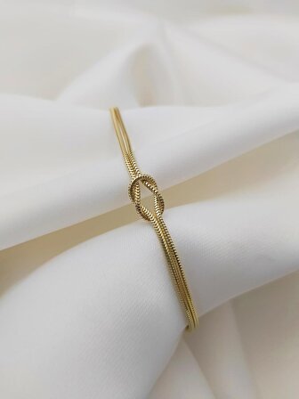 Nerry Sarı Gümüş Denizci Aşk Düğümü Bileklik 925 Ayar