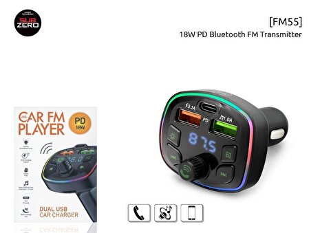 Subzero Bluetooth/USB FM 18W PD RGB Transmitter FM55