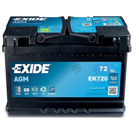 EXIDE 72 Ah AGM Start Stop 760 A(EN) Akü