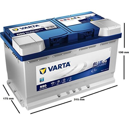 Varta Blue Dynamic N80 Start-Stop EFB 12 V 80 Ah 800 A(EN) Akü