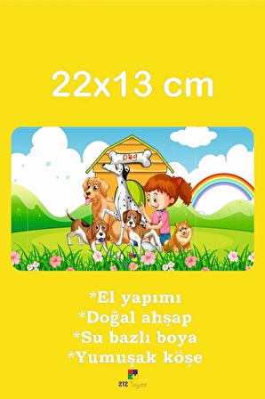 Eğitici Öğretici Zeka Geliştirici Sevimli Köpekler Dikey 10 Parçalı Ahşap Çubuk Yap Boz Puzzle