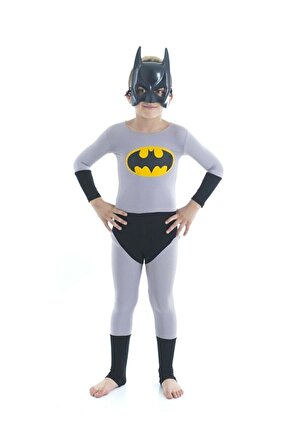 Pelerinli Batman Kostümü - Batman Kostüm - Kara Şövalye Kostümü - Maske Hediyeli 6-7 Yaş
