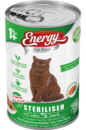 Energy Pet Food Energy Somonlu Kısırlaştırılmış Islak Kedi Konserve Maması 400 Gram 10 Adet