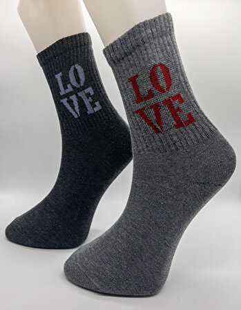 CİHO SOCKS 6 Çift Love Desen Yumuşak Dokulu Kadın Kolej Çorabı