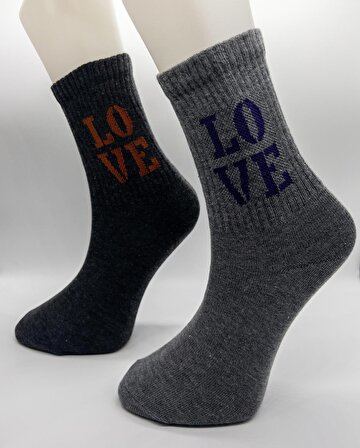 CİHO SOCKS 6 Çift Love Desen Yumuşak Dokulu Kadın Kolej Çorabı