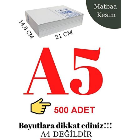 5000 Adet A5 Kağıt Fotokopi Kağıdı Baskı Kağıdı Yazıcı Kağıdı (A4'ün Yarısıdır) 80 gr