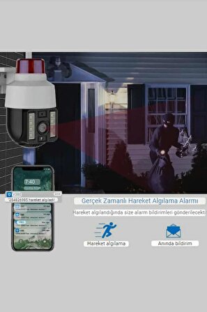 QASUL Su Geçirmez Alarmlı Ip Kamera Full Hd Dönen  Çakarlı Dış Mekan Için Güvenlik Kamerası