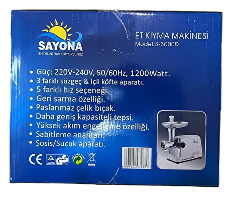 Sayona 1200 WT 3000 turbo force et Kiyma makinesi