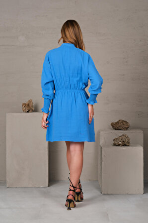 23278-Kadın Elbise - Mavi