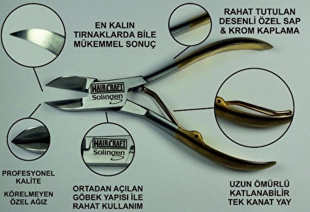 Haircraft Hc00506 Tırnak Pensi Çelik Yarım Sarı 12 Cm