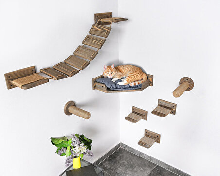 Ahşap Kedi Yatağı | Kedi Yatak Merdiveni | Kedi Köprüsü | Kedi Yatak Seti