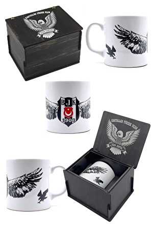 Beşiktaş Kupa Bjk Orijinal Lisanslı Mug, Özel Ahşap Kutulu