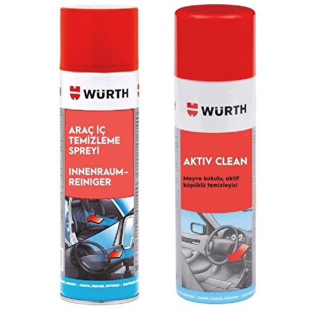 Würth Aktif Temizleme Köpüğü 500ml + Araç İçi Bakım Spreyi 500 ml