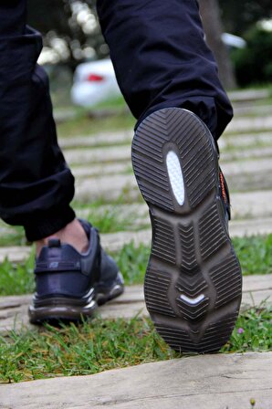 Yeni Nesil JEL Tabanlı Yürüyüş Ve Günlük Erkek Spor Ayakkabı Siyah Beyaz Füme Turnncu Gri BP-FRZ-2346