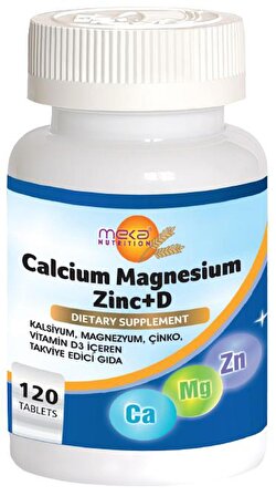 Meka Nutrition Kalsiyum Magnezyum Çinko D Vitamini 120 Tablet