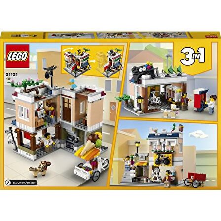 LEGO® Creator 3’ü 1 Arada Şehir Merkezi Makarna Dükkanı 31131 - 8 Yaş ve Üzeri Için Şehir Merkezi Binası, Bisikletçi ve Atari Salonu Içeren Oyuncak Yapım Seti (569 Parça)