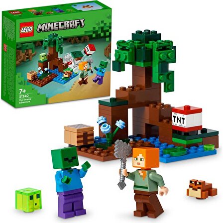 LEGO® Minecraft Bataklık Macerası 21240 - 7 Yaş ve Üzeri Çocuklar Için Alex, Zombi, Balçık ve Kurbağa Içeren Oyuncak Yapım Seti (65 Parça)