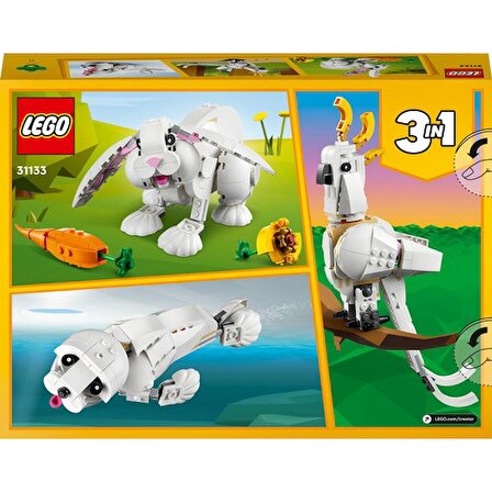 LEGO Creator 3’ü 1 Arada Beyaz Tavşan 31133 - 8 Yaş ve Üzeri Çocuklar Için Kakadu Papağanı ve Beyaz Fok Içeren Yaratıcı Oyuncak Yapım Seti (258 Parça)