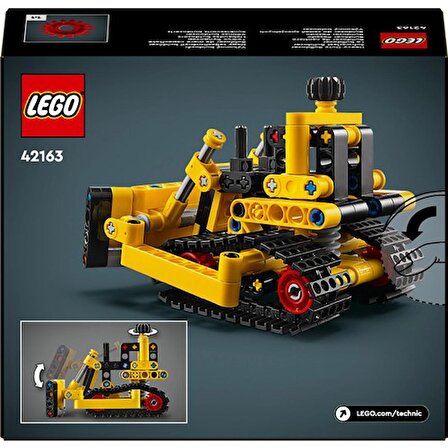 LEGO® Technic Ağır İş Buldozeri 42163 - 7 Yaş ve Üzeri Çocuklar için İnşaat Aracı İçerek Koleksiyonluk Yaratıcı Oyuncak Model Yapım Seti (195 Parça)