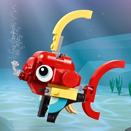 LEGO® Creator Kırmızı Ejderha 31145 - 6 Yaş ve Üzeri Çocuklar için Balık ve Zümrüdüanka Model Seçenekleri İçeren 3#ü 1 Arada Yaratıcı Oyuncak Yapım Seti (149 Parça)