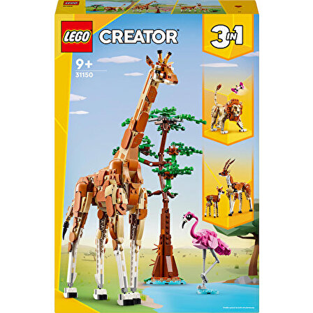 LEGO® Creator Vahşi Safari Hayvanları 31150 - 9 Yaş ve Üzeri Çocuklar için İnşa Edilebilen Zürafa, Ceylan ve Aslan Model Seçenekleri İçeren 3#ü 1 Arada Yaratıcı Oyuncak Yapım Seti (780 Parça)