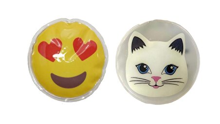 KALP EMOJİ,KEDİ CEP SOBASI,EL ISITICI,2 ADET SICAK SU TORBASI PVC  9cm