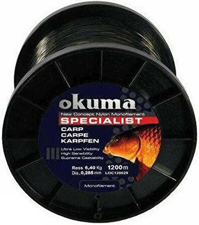 Okuma Carp 1200 mt 28,00 lb 12,73 kg 0,43 mm Camou Sazan Misina