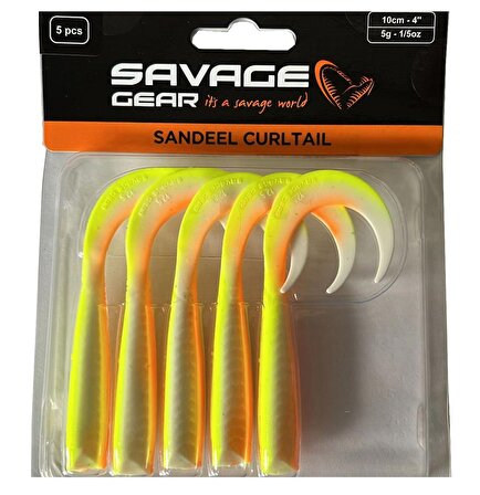 Savage Gear LB Sandeel Curltail 10 cm Lemon Back 5 li Paket