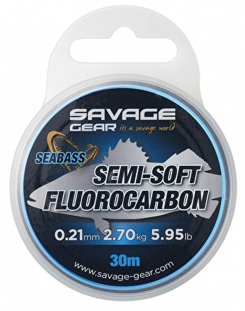 Savage Gear Semi-Soft Fluorocarbon 0,21 mm. 2,70 kg. Seabass 30 M Clear Leader Misina