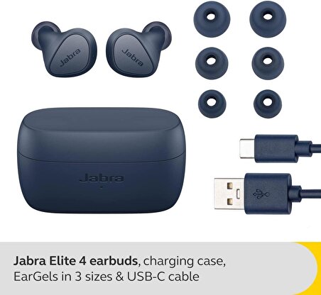 Jabra Elite 4 Kablosuz Gürültü Engelleme Özellikli Kulak İçi Kulaklık - Navy Blue