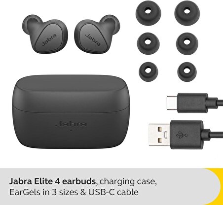 Jabra Elite 4 Kablosuz Gürültü Engelleme Özellikli Kulak İçi Kulaklık - Dark Gri