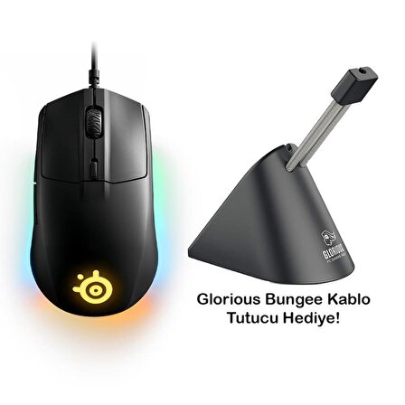 Steelseries Rival 3 Oyuncu Mouse + Glorious Bungee Kablo Tutucu Siyah