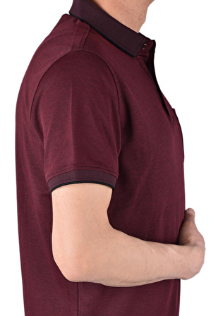 RYM-6270 POLO YAKA CEPLİ TİŞÖRT/BORDO-SİYAH/5XL