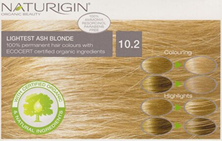 Organik İçerikli Saç Boyası (60 ml) - 10.2 Çok Açık Kül Sarısı - Naturigin
