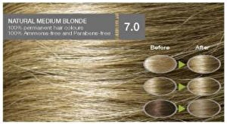 Organik İçerikli Saç Boyası (60 ml) - 7.0 Doğal Orta Sarı - Naturigin