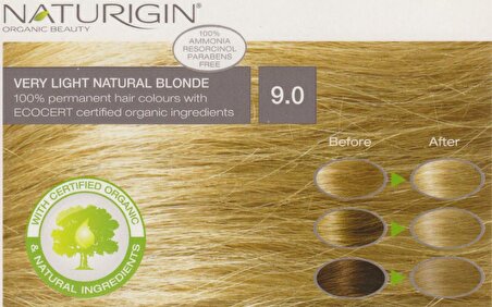 Organik İçerikli Saç Boyası (60 ml) - 9.0 Çok Yumuşak Doğal Sarı - Naturigin