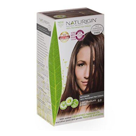 Organik İçerikli Saç Boyası (60 ml) - 5.0 Açık Çikolata Kahverengi - Naturigin