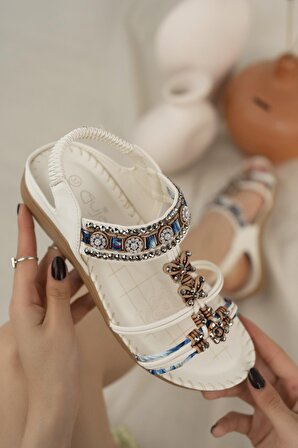 Khayt Begonia Anatomik Fashion Taşlı Günlük Kadın Sandalet