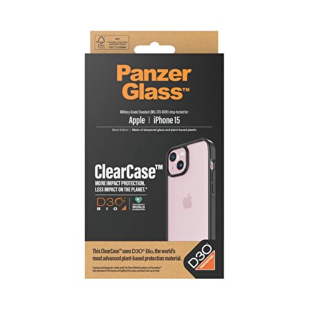 PanzerGlass iPhone 15 Clearcase D3O Kapak