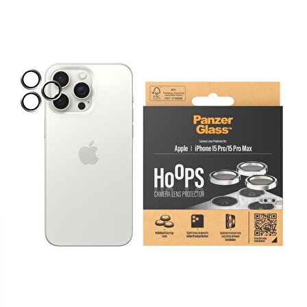 PanzerGlass Hoops iPhone 15 Pro / Pro Max White Titanium Lens Koruyucu