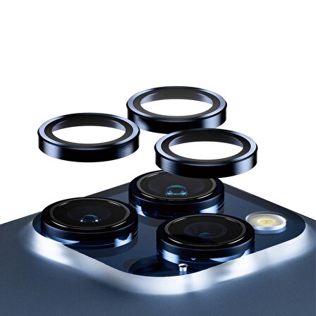PanzerGlass Hoops iPhone 15 Pro / Pro Max Blue Titanium Lens Koruyucu