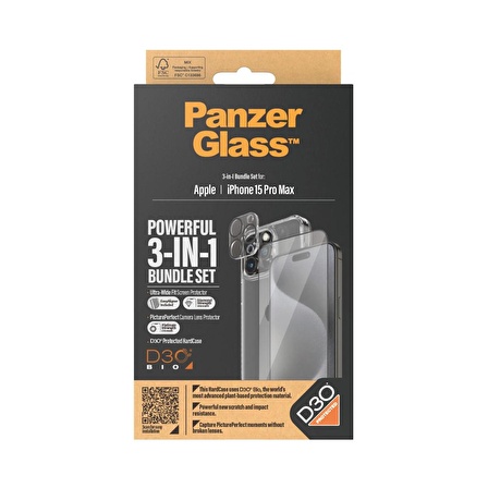 PanzerGlass iPhone 15 Pro Max UWF Bundle Ekran & Kamera Koruyucu Kapak