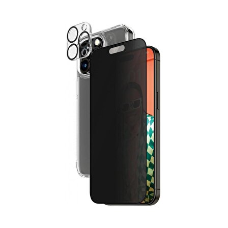 PanzerGlass iPhone 15 Pro Max UWF Privacy Bundle Ekran & Kamera Koruyucu Kapak