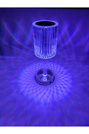 Kristal Akrilik Desenli Led Masa Üstü Lamba 16 Renk Uzaktan Kumandalı Dokunmatik 25 Cm Kablosuz Şarjlı