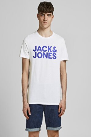 Jack&Jones Erkek Baskılı Tişört Büyük Logo 12151955 BEYAZ-L